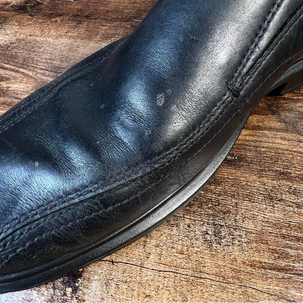 Ecco Leather Loafer Slip On Black Business Casual Dress Shoes Men's 41‎ US 7/7.5